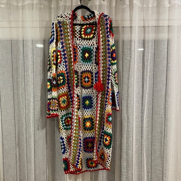 Saachi Colorful Crochet Long Cardigan - Picture 1 of 6